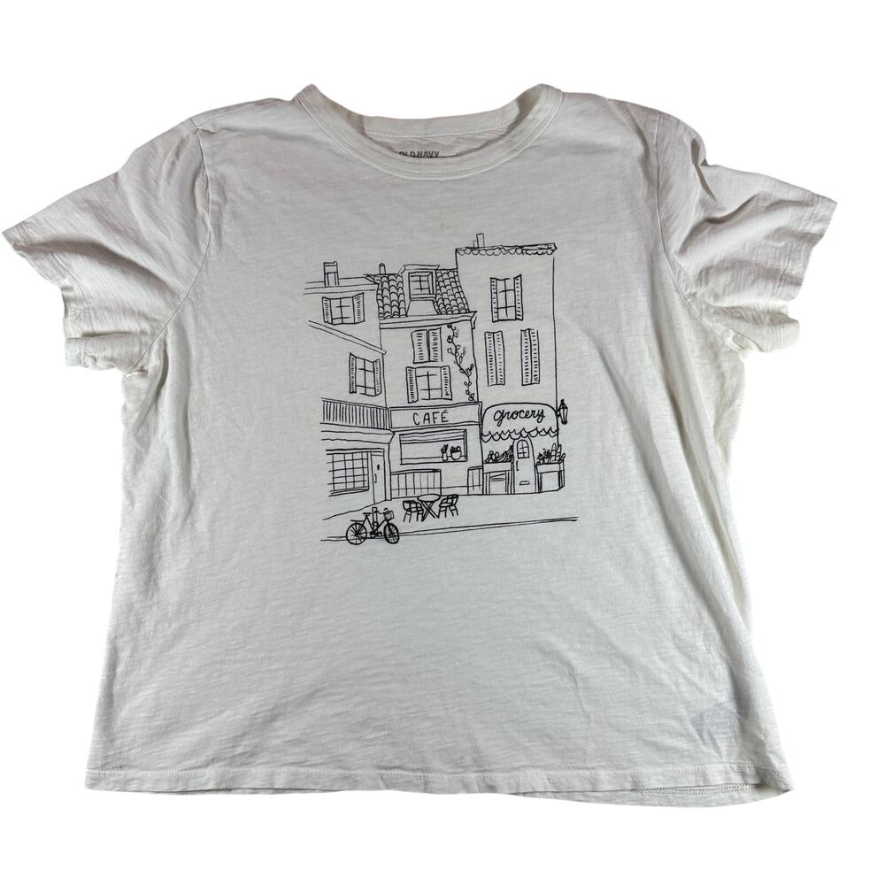 Old Navy EveryWear Slub Knit Graphic T Shirt Womens Large Casual Logo Tee Top